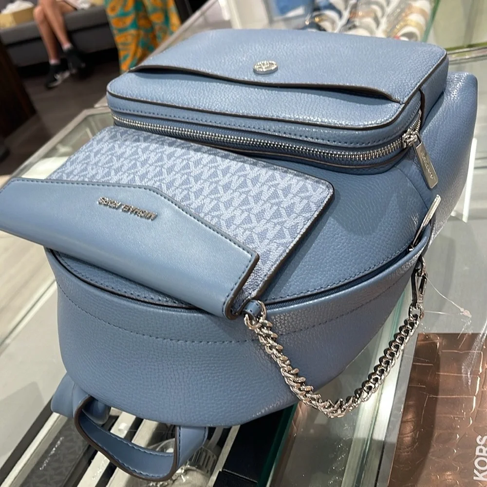 MICHAEL KORS Maisie Medium Pebbled Leather 2-in-1 Backpack Denim NWT